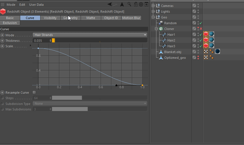 C4D周练作业-Cinema 4D Curves & Splines RS渲染C4D的曲面和样条—RS对象标签—Redshift红移中文帮助文档手册-苦七君